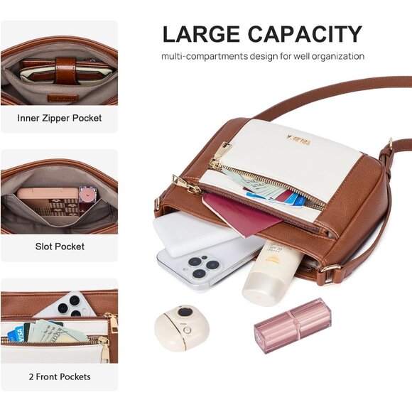 Leather Crossbody Bag for Women Adjustable Strap Chic Travel Purse - Picture 3 of 7